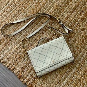Tory Burch white Robinson wallet crossbody